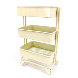 Hooks & Rails Mini Trolley Floor Storage Rack With Wheels Dollhouse Miniature Furniture Shelf Bookshelf Display Decorate