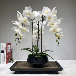 Large Artificial orchid flower arrangement PU real touch hand feeling floor Table Decoration home high quality bouquet no vase 210317