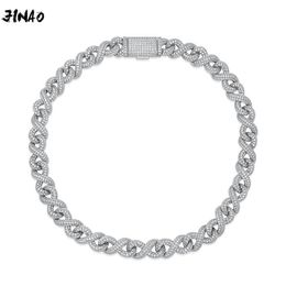 JINAO 2020 NEW HIP HOP High Quality Miami Cuban Chain Iced 13mm HIP HOP AAA+CZ Number 8 shape Necklace Jewelry For Gift X0509