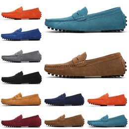 2021 running shoes Selling walking casual fashion black light pink blue red gray orange green brown mens slip on lazy Leather shoe