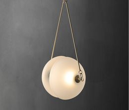 Nordic White Glass Globe Pendant Lamps LED Brass Hanging Kitchen Ceiling Light Fixture