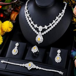 Earrings & Necklace Kellybola Noble Exclusive Exquisite Pendant Bangle Ring 4PCS Dubai Bride Wedding Engagement Zircon Jewellery Set