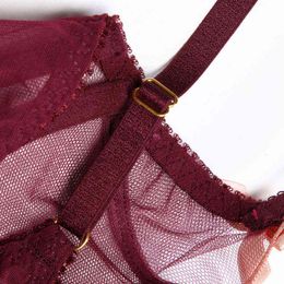 NXY sexy setTransparent Bra Petal Shape Sexy Lingerie Set Underwire Bow Decoration Underwear Women Mesh Seethrough 1128