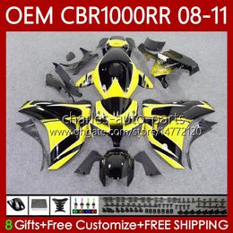 Yellow black OEM Body For HONDA CBR 1000 CBR1000 RR CC 2008-2011 Bodywork 60No.124 CBR 1000RR 1000CC 2008 2009 2010 2011 CBR-1000 CBR1000RR 08 09 10 11 Injection Fairing