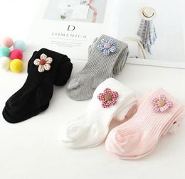 Baby Ballet Tights Small Flower Stripe Baby Girls Pantyhose Winter Autumn Cotton Knitted Leggings Newborn Baby Stockings 4 Designs