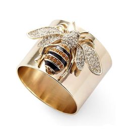 Creative Little Bee Crystal Gold Ring Index Finger For Women Party Lady Jewelry Accessories Cluster Rings