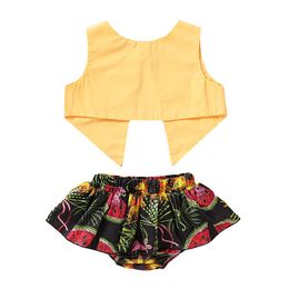 Baby Girls Backless Tops+Triangle Pants Outfits Summer 2020 Kids Boutique Clothing 0-2T Little Girls Fashion 2 PC Set Fashion