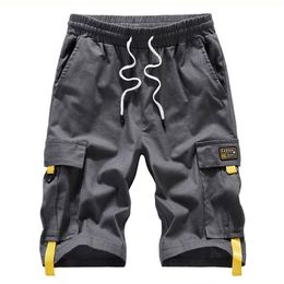 Shorts Large Size Summer Streetwear Male Bermuda Cargo Side Pockets Plus Size 7XL 8XL 9XL Knee Length Men's Cotton Shorts 210720