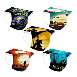 2021 Halloween Colour printing protective mask three-layer disposable children's dust mask
