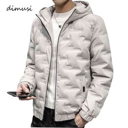 DIMUSI Winter Men's Bomber Jacket Fashion Light Down Warm Hooded Coats Casual Outoutwear Thermal Slim Padded Coats Mens Clothing Y1122