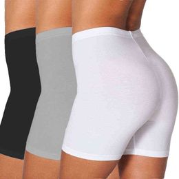 2020 Plus Size Women Elastic Shorts Casual High Waist Tight Fitness Slim Skinny Bottoms Summer Solid Sexy White Black Shorts Y220311