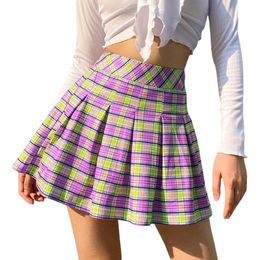 Skirts 2021 Spring Summer Women Fashion High Waist Plaid Skirt Ladies Female Stylish For Shopping Daily Wear