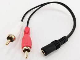3.5mm jack stereo rca cable Rebajas Cable de audio chapado en oro de 3,5 mm Jack femenino estéreo a doble RCA Cable adaptador Masculino 25cm / 5pcs
