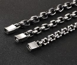 12mm 8.5 Inch Vintage Black Stainless Steel Rolo Chain Link Bracelet Mens Boys Bangle Heavy Christmas Gift