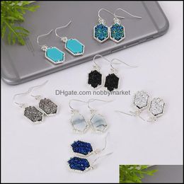 Dangle & Chandelier Earrings Jewellery 7Colors Designer Druzy Drop Geometric Natural Stone Gold Sier For Women Fashion Gift Delivery 2021 E7C5