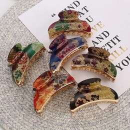 Women Hair Claw Clips Acrylic Flower Hair Jaw Clip Clamps Styling Ponytail Holder Floral Korean Fashion Hair Accessories