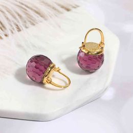 Vanssey Luxury Fashion Jewelry Purple Austrian Crystal Ball Heart Drop Earrings Wedding Party Accessories Women 2021