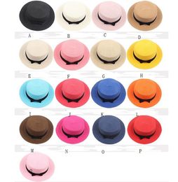 Children Christmas Party Cap Summer Straw Hat Wide Brim Bowknot Beach Sun Protection Hats Visor for Girls Grass Braid