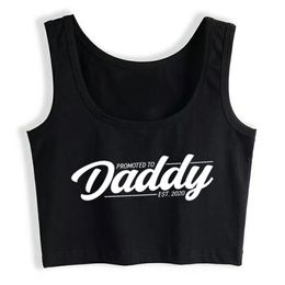 Crop Top Female Promoted to Daddy 2020 Basic White Cotton Tank Top Women X0507