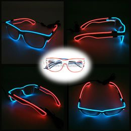 Costume Accessories New Arrival Glasses Supplies Colourful Women Glowing Glasses White Frame EL Wire Flashing Glasses Eyewear