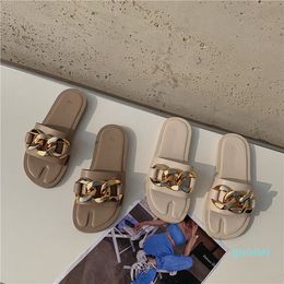 sandals and slippers womens wear 2021 summer flat-soled beach shoes a word with ladies fashion open-toed 2021