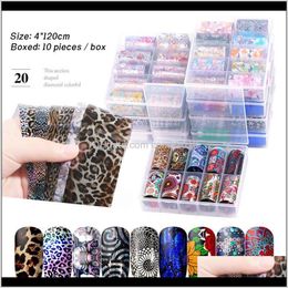 4X120Cm Holographic Nail Art Transfer Foil Sticker 10Pcs Per Box Starry Ab Laser Paper Wraps Adhesive Decals Nails Decoration Asrnh Lzxqs