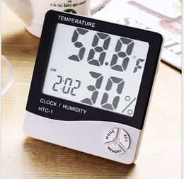 Digital LCD thermometer Temperature Instruments Hygrometer Clock Humidity Metre with Calendar Alarm HTC-1 up