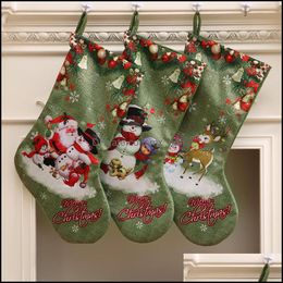 Decorations Festive Party Supplies Home & Garden Decoration Stocking Gift Snowman Santa Deer Print Christmas Sock Tree Ornament Xmas Candy B