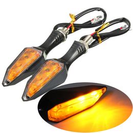 Yellow Light Universal 12V 4LED Motorcycle Turn Signal Indicators Lights Lamp - Black