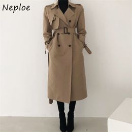 Retro Chic Sashes Double Pockets Trench Coat Stand Collar Single Breasted Slim Waist Tops Women Solid Color A-line Jacket 210422