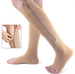 Solid Colour Zipper Compression Socks Fashion women men Sports Running Athletic Cycling stockings Hosiery leg warmers