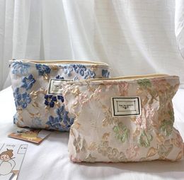 DHL50pcs Cosmetic Bags Women Canvas Floral Prints Large Capacity Clutch Makeup Bag