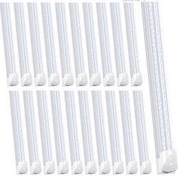 8FT Linkable Shop Lights,120W 14400LM V-Shape T8 LED Tube Fixture,Double Side 4 rows,Clear Lens 6000K Fluorescent Lamp Replacement