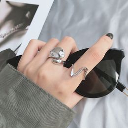 925 Sterling Silver Ring INS Wind Simple Glossy Opening Personality Fashion Niche Net Red Index Finger Jewellery Accessories