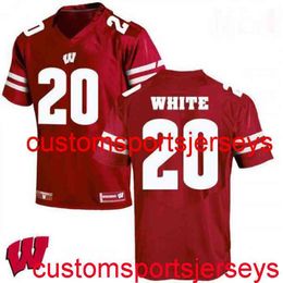 Stitched 2020 Men's Women Youth #20 James White Wisconsin Badgers Red NCAA Football Jersey Custom any name number XS-5XL 6XL