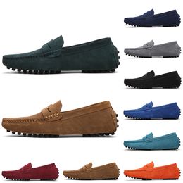 GAI Discount Non-brand Men Casual Suede Shoes Black Light Blue Red Gray Orange Green Brown Mens Slip on Lazy Leather Shoe 38-45