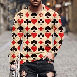 spot european and american fashion mens and womens tshirt playing cards 3d printing round neck long sleeve street tr