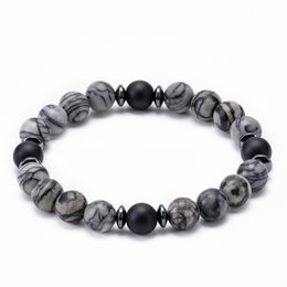 Fashion Beaded Strands Lovers Bracelet Designer Jewellery For Women Gift Lava Rock Hematite Tiger Eye White Turquoise Frosted Stone Red Yoga Bangles Men Bracelets