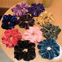 10 Colour Korea Velvet Scrunchies Elastic Hair Bands Solid Colour Headwear Women Girls Pleated Scrunchie Ponytail Hair Accessories