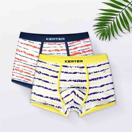 2pcs/lot Kids Boys Underwear Cotton Striped Briefs for Children comfortable Panties Toddler Baby Shorts Underpants Teen Clothes 210622