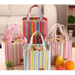 Bag Organizer 2021 Waterproof Travel Cold Canvas Stripe Picnic Carry Case Thermal Portable Lunch High Quality P171