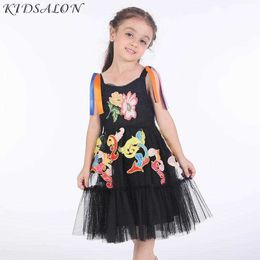 Girls Party Dress Toddler Clothing Flower Embroidery Kids Dresses for Girls Summer Clothes Princess Lace Dress Children Vestidos Q0716