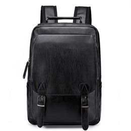 Men's Large Capacity Leather Bag Fashion Waterproof Travel Bag Pu Computer Bag Men's Backpack 210929