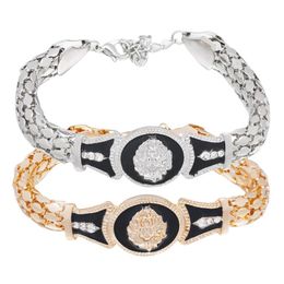 Hip Hop Alloy Oil Drop Lion Head Bracelet Charm Bracelet Women Men's Rock Punk Wristband Jewellery Gift