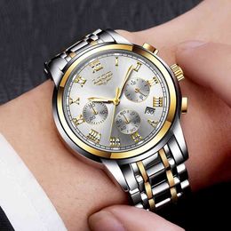 Lige Men Watches Top Luxury Brand Full Steel Waterproof Sports Quartz Watch Men Fashion Date Clock Chronograph Relogio Masculino Q0524