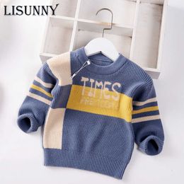Autumn Winter 2021 Baby Boys Sweater Children knitted Clothes Kids Pullover Jumper Toddler European American Style 0-5Y Spliced Y1024