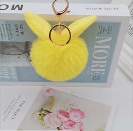 Fox fur rabbit ears plush artificial keychain bag pendant Key Rings2663