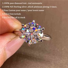 5 0ct Engagement Ring Women 14K White Gold Plated Lab Diamond Sterling Silver Wedding s Jewelry Box Include 220207233J