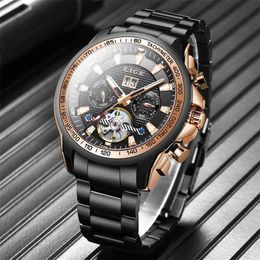 LIGE Fashion 100 Meters Waterproof Luminous Automatic Mechanical Watches For Men Top Brand Luxury Business Men Watch 210527