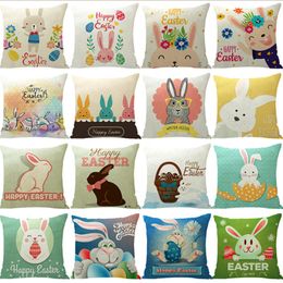 45x45cm Easter Day linen pillow case Rabbit Pillowcase Home Sofa Car Cushion Without insert